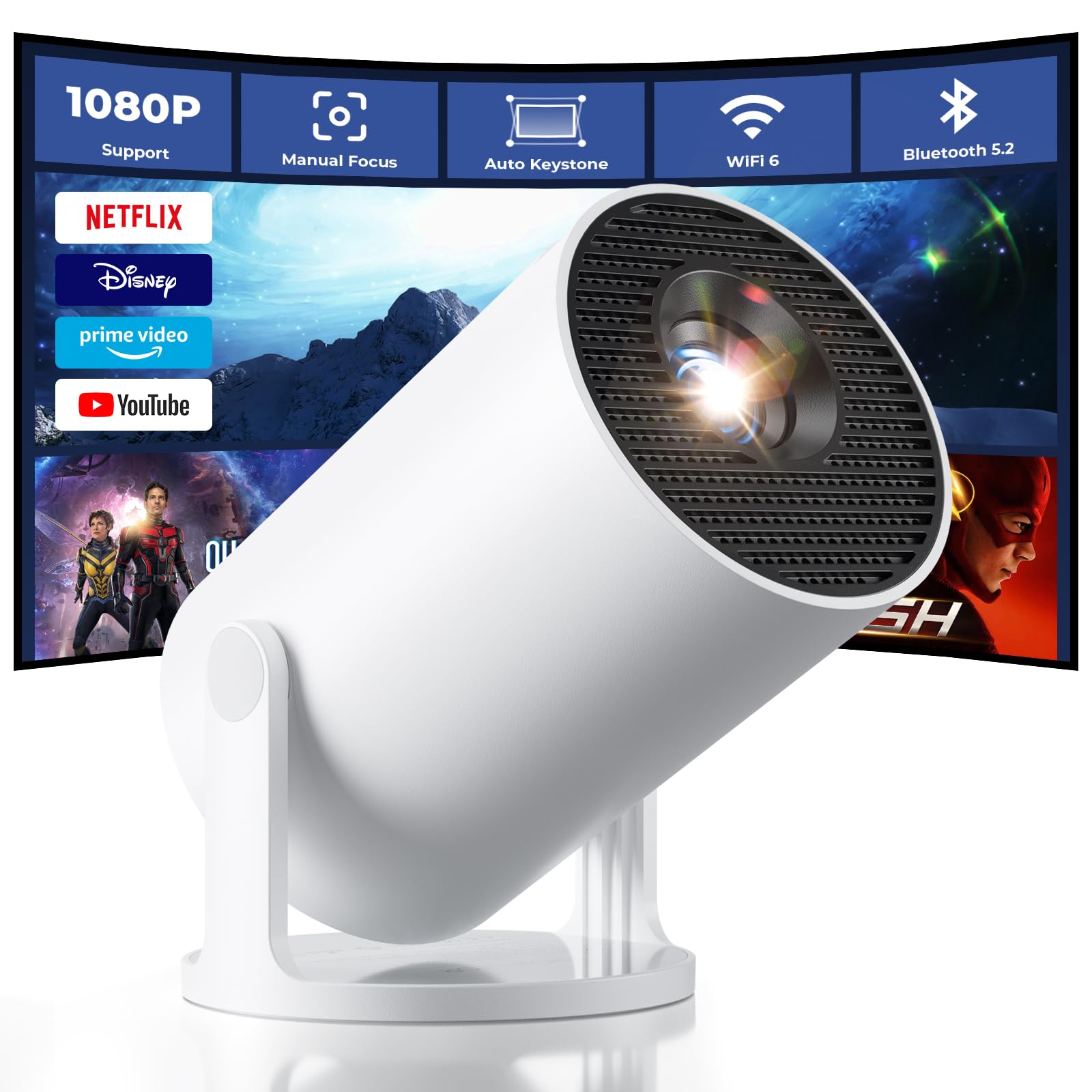 Mini Portable Projector – 720P HD Resolution, Auto Focus, 150” Screen, Home Cinema & Outdoor Movie Projector by Mini Home Projector